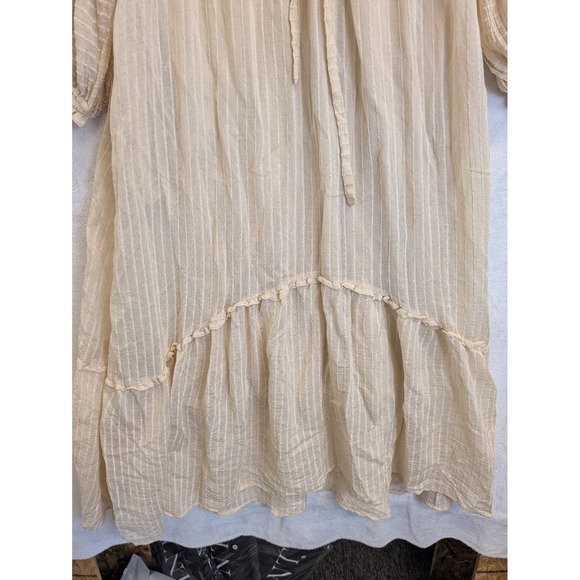 &merci Beige Striped Gauze Tiered Maxi Dress Size S - Picture 3 of 11